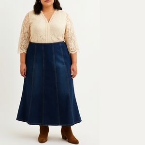 Venezia By Lane Bryant Vintage Y2K Denim A-Line Skirt Long Jeanskirt